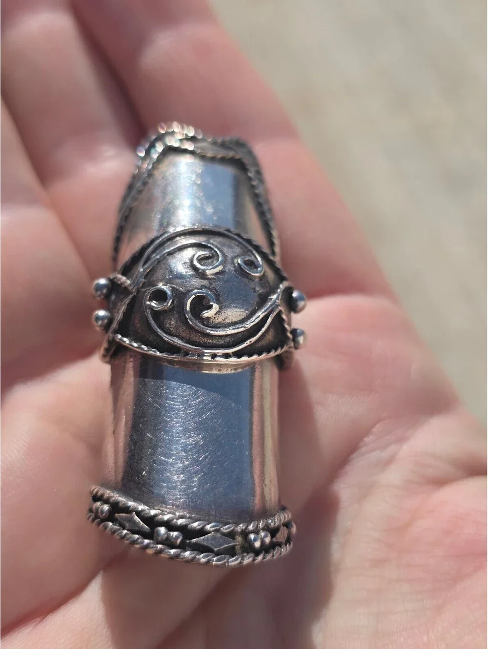 VTG 925 Sterling Silver Articulated Full Finger Ring 28g Sz 9 Gothic Renaissance